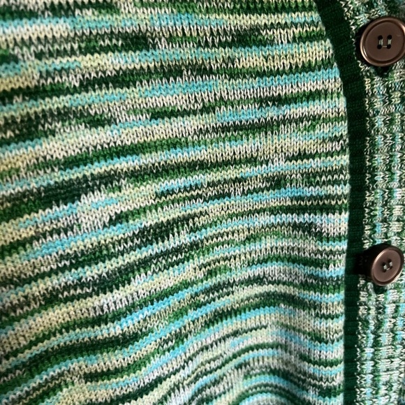 Green Blue Knit Cardigan Sweater Size Small - Picture 2 of 7